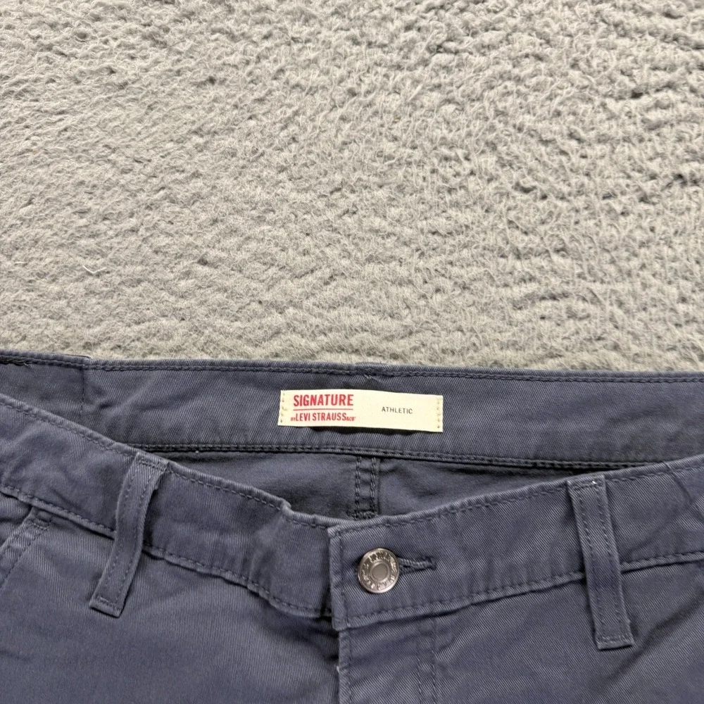 Signature by Levi Pant Mens 34x34 Blue Cotton Chino Straight Preppy Business